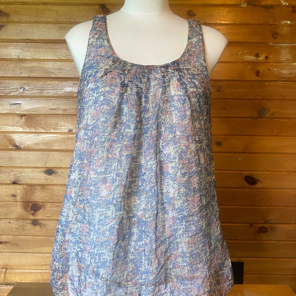 Blue Relaxed Sleeveless Tank Top